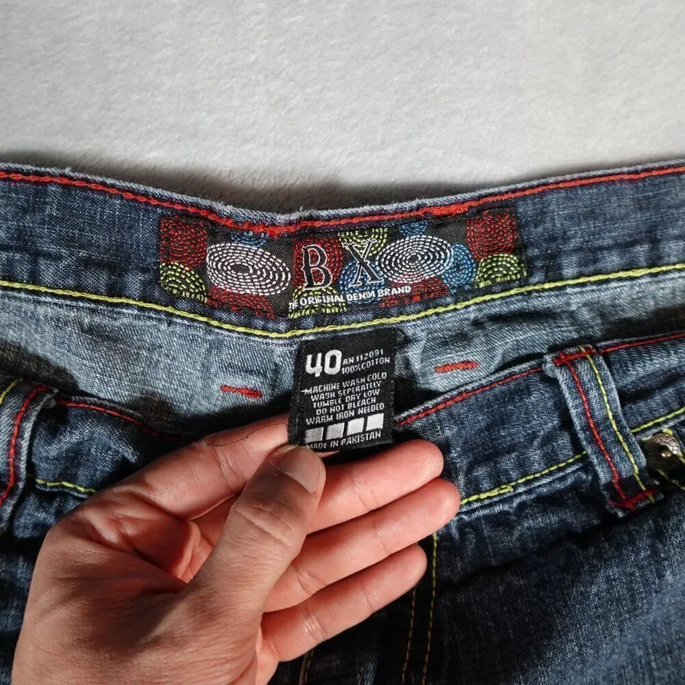 Vintage Brooklyn Xpress Denim Shorts Mens 40 (Fits 38) 13” Pocket Design Baggy - Picture 4 of 8